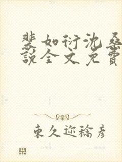 裴如衍沈桑宁小说全文免费阅读封面