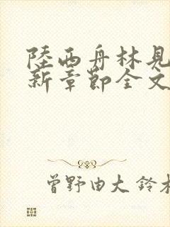 陆西舟林见微最新章节全文免费阅读