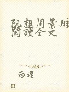 阮想周景维免费阅读全文封面