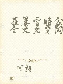 在暴雪时分小说全文免费阅读