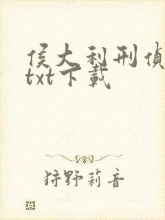 侯大利刑侦笔记txt下载