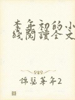 李年初的小说在线阅读全文免费无弹窗