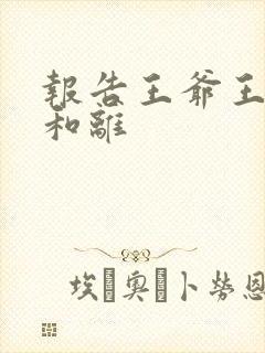 报告王爷王妃要和离