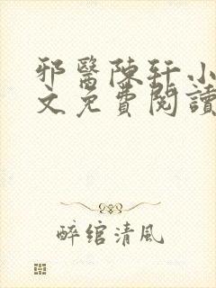 邪医陈轩小说全文免费阅读封面