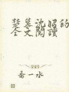 楚慕沈昭的小说全文阅读