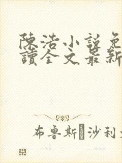 陈浩小说免费阅读全文最新