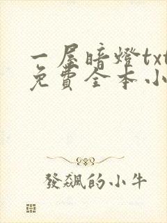 一屋暗灯txt免费全本小说电子书