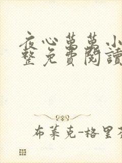 夜心万万小说完整免费阅读全文