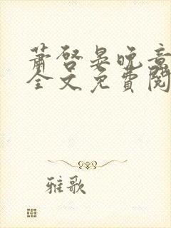 萧启晏晚意小说全文免费阅读