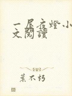 一屋夜灯小说全文阅读