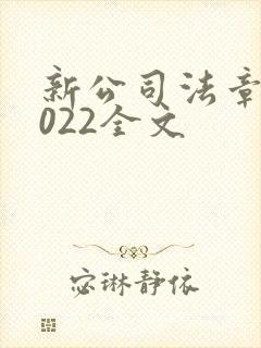 新公司法章程2022全文