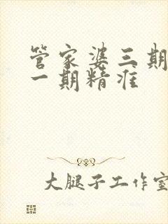 管家婆三期必开一期精准封面