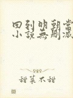 回到明朝当王爷小说无删减在线阅读封面