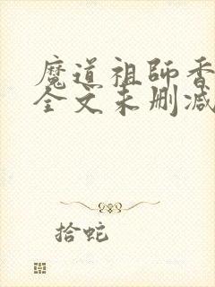 魔道祖师香炉篇全文未删减