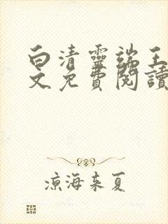 白清灵端王妃全文免费阅读