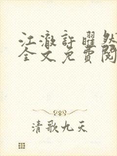 江澈许曜然小说全文免费阅读封面