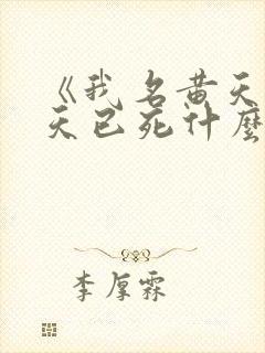 《我名黄天,苍天已死什么鬼?》