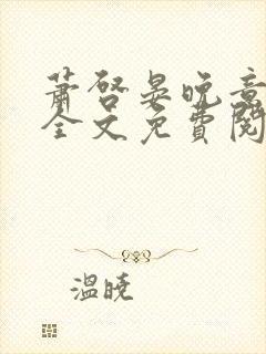 萧启晏晚意小说全文免费阅读封面