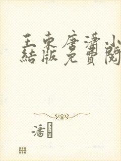 王东唐潇小说完结版免费阅读