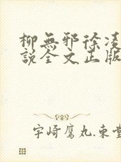 柳无邪徐凌雪小说全文正版封面
