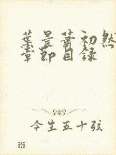 叶晨萧初然全部章节目录封面