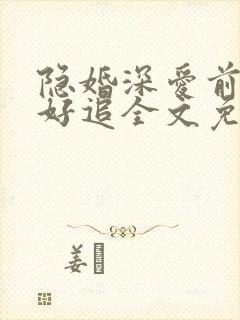 隐婚深爱前妻不好追全文免费阅读封面