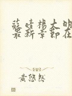 苏晴杨大明小说最新章节在线阅读