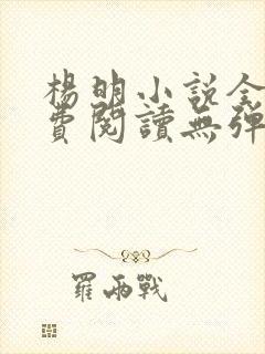 杨明小说全文免费阅读无弹窗