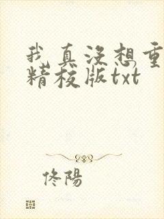 我真没想重生啊精校版txt