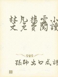 林凡杨雪小说全文免费阅读封面