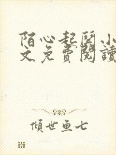 陌心起哄小说全文免费阅读最新章节