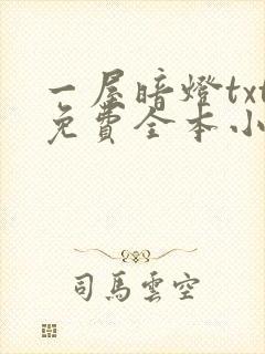 一屋暗灯txt免费全本小说电子书