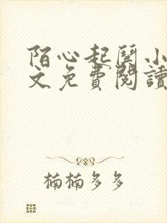 陌心起哄小说全文免费阅读最新章节