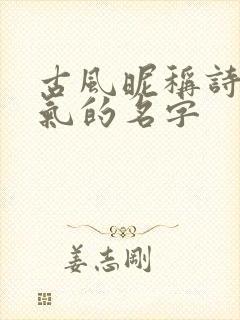 古风昵称诗意仙气的名字封面