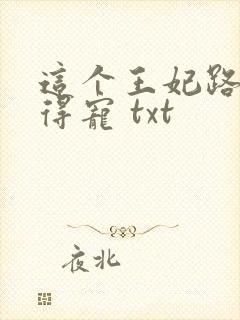 这个王妃路子野得宠 txt封面