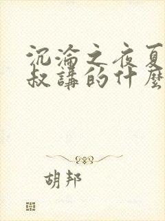 沉沦之夜夏宛陈叔讲的什么