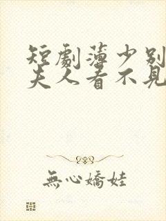 短剧薄少别演了夫人看不见