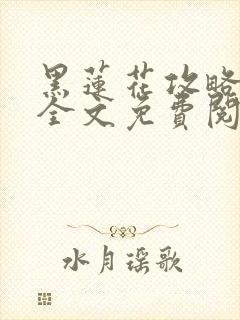 黑莲花攻略手册全文免费阅读封面