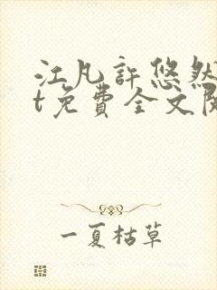 江凡许悠然txt免费全文阅读