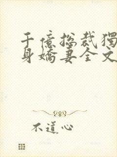 千亿总裁独宠替身娇妻全文小说阅读全文封面