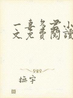 一妻多君小说全文免费阅读