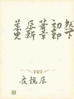 叶辰萧初然最新更新章节下载