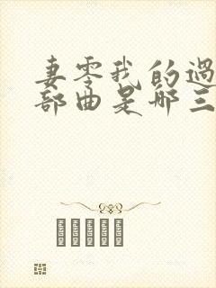 妻零我的过错三部曲是哪三部小说