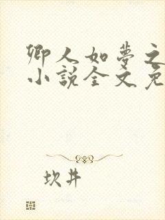 卿人如梦之类的小说全文免费阅读