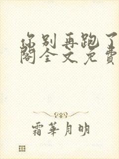 你别再跑了笔趣阁全文免费阅读无弹窗