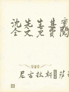 沈先生其实很甜全文免费阅读