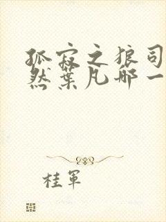 孤寂之狼司空嫣然叶凡哪一章结合封面