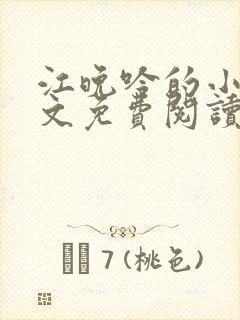 江晚吟的小说全文免费阅读