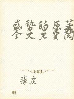 盛势的原著小说全文免费阅读