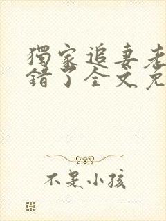 独家追妻老婆我错了全文免费阅读封面